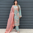Load image into Gallery viewer, NEW CHEVRON CHIFFON COLLECTION- READY TO WEAR - WITH CHIFFON EMBROIDERED BORDER SCARF