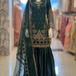 Load image into Gallery viewer, Kashish Vol - 2 Chiffon Shirt With Silk Garara & Net Scarf Eid Collection 2024 -RN02- Bottle Green