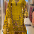 Load image into Gallery viewer, Kashish Vol - 2 Chiffon Shirt With Silk Garara & Net Scarf Eid Collection 2024 -RN02- Olive Green