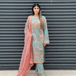 Load image into Gallery viewer, NEW CHEVRON CHIFFON COLLECTION- READY TO WEAR - WITH CHIFFON EMBROIDERED BORDER SCARF