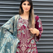 Load image into Gallery viewer, NEW CHEVRON CHIFFON COLLECTION- READY TO WEAR - WITH CHIFFON EMBROIDERED BORDER SCARF