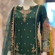 Load image into Gallery viewer, Kashish Vol - 2 Chiffon Shirt With Silk Garara & Net Scarf Eid Collection 2024 -RN02- Bottle Green