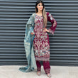 Load image into Gallery viewer, NEW CHEVRON CHIFFON COLLECTION- READY TO WEAR - WITH CHIFFON EMBROIDERED BORDER SCARF