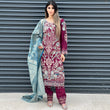 Load image into Gallery viewer, NEW CHEVRON CHIFFON COLLECTION- READY TO WEAR - WITH CHIFFON EMBROIDERED BORDER SCARF
