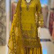 Load image into Gallery viewer, Kashish Vol - 2 Chiffon Shirt With Silk Garara & Net Scarf Eid Collection 2024 -RN02- Olive Green
