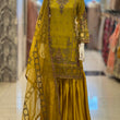 Load image into Gallery viewer, Kashish Vol - 2 Chiffon Shirt With Silk Garara & Net Scarf Eid Collection 2024 -RN02- Olive Green
