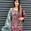 Load image into Gallery viewer, NEW CHEVRON CHIFFON COLLECTION- READY TO WEAR - WITH CHIFFON EMBROIDERED BORDER SCARF