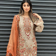 Load image into Gallery viewer, NEW CHEVRON CHIFFON COLLECTION- READY TO WEAR - WITH CHIFFON EMBROIDERED BORDER SCARF
