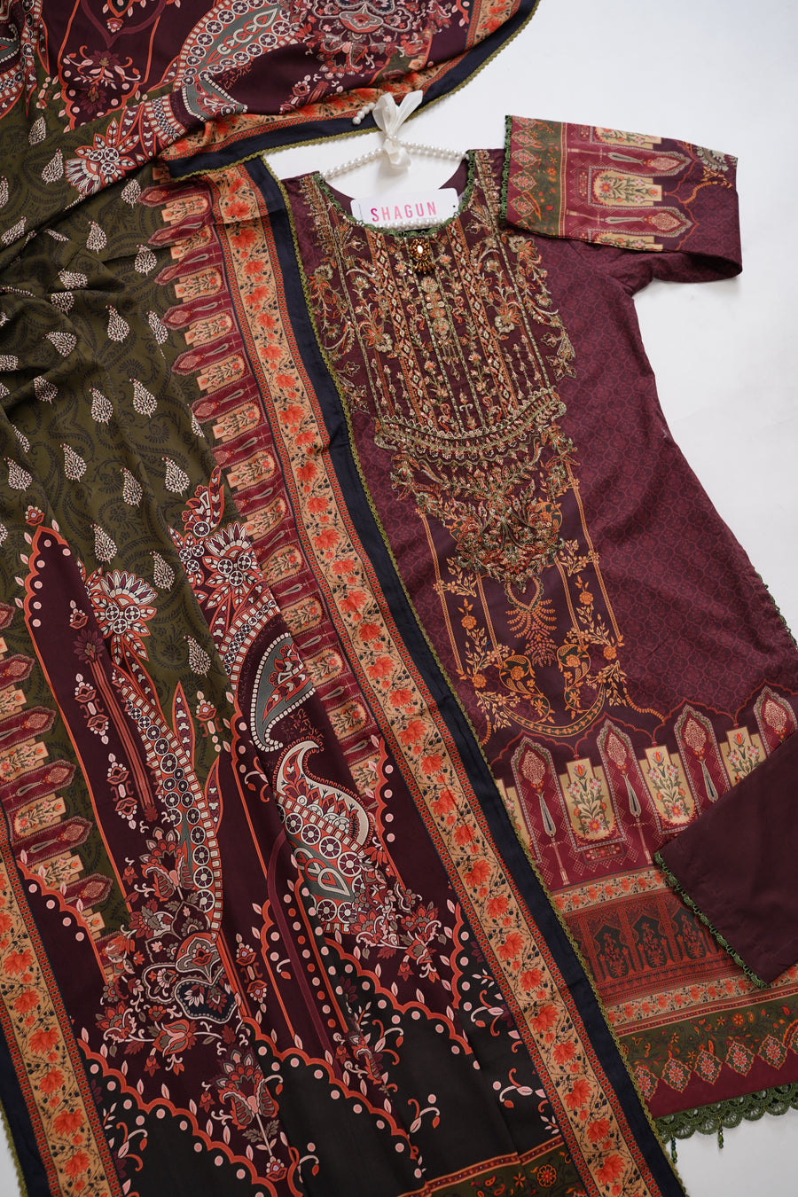 Original Asim Jofa Exclusive Viscose Collection With Viscose Shawl 3pcs 2024- (AJ-04)