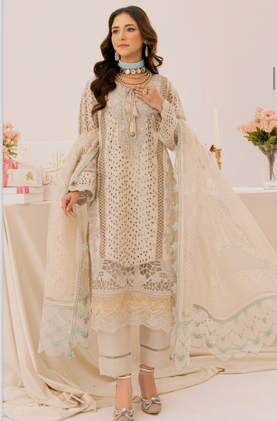 Reet By Shagun - Basant Eid Edit 2024- Chikankari Cotton - Ready to wear