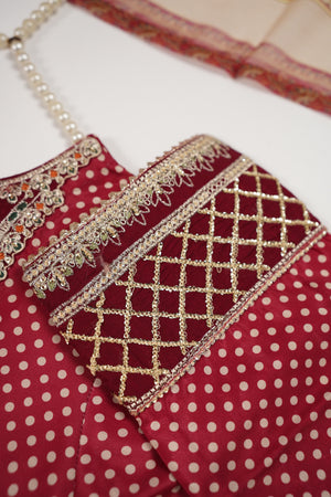 Rang-e-Noor Embroidered Crepe Silk Shirt with Plazzo bottoms and printed dupata  CL-01