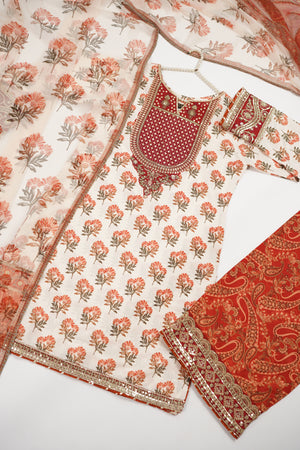 Rang-e-Noor Embroidered Crepe Silk Shirt with Plazzo Bottom and Printed Dupata CL-02
