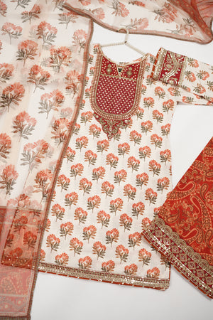 Rang-e-Noor Embroidered Crepe Silk Shirt with Plazzo Bottom and Printed Dupata CL-02
