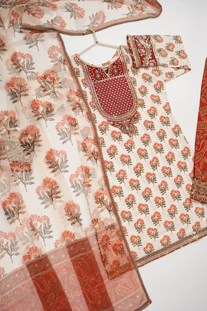 Rang-e-Noor Embroidered Crepe Silk Shirt with Plazzo Bottom and Printed Dupata CL-02