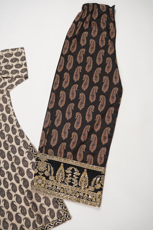 Rang-e-Noor Embroidered Crepe Silk Shirt With Plazzo Bottom And Printed Dupata CL-03