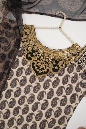 Rang-e-Noor Embroidered Crepe Silk Shirt With Plazzo Bottom And Printed Dupata CL-03