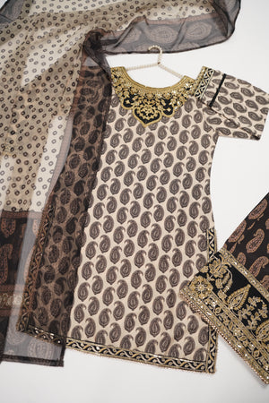 Rang-e-Noor Embroidered Crepe Silk Shirt With Plazzo Bottom And Printed Dupata CL-03