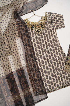 Rang-e-Noor Embroidered Crepe Silk Shirt With Plazzo Bottom And Printed Dupata CL-03