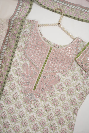 Rang-e-Noor Embroidered Crepe Silk Shirt With Plazzo Bottom And Printed Dupata CL-05