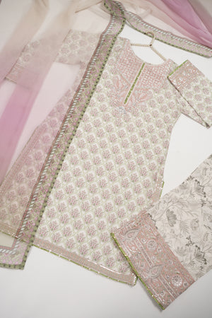 Rang-e-Noor Embroidered Crepe Silk Shirt With Plazzo Bottom And Printed Dupata CL-05