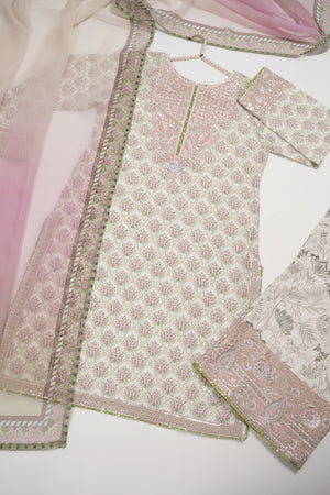 Rang-e-Noor Embroidered Crepe Silk Shirt With Plazzo Bottom And Printed Dupata CL-05