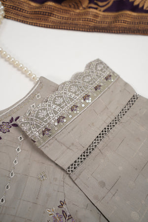 Original Tawakal Embroidered Viscose Jacquard Shirt With Viscose Trouser And Fancy Broshia Banarsi Dupata 
 VJ-02