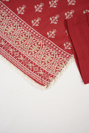 Original Bin Saeed Printed Khaddar Shirt with Printed Shawl and Plan Bottom ZT-06