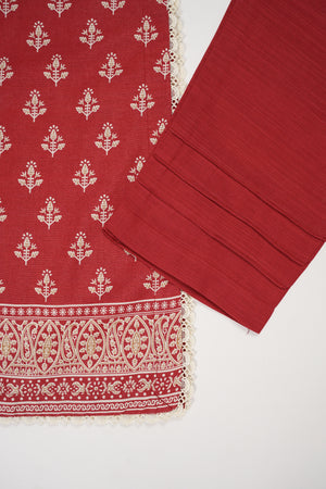 Original Bin Saeed Printed Khaddar Shirt with Printed Shawl and Plan Bottom ZT-06