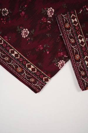 Original Bin Saeed Printed Khaddar Shirt With Printed Shawl and Printed Bottom ZT-07