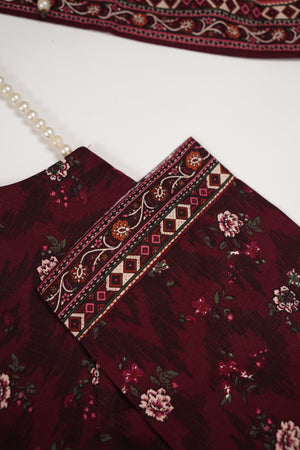 Original Bin Saeed Printed Khaddar Shirt With Printed Shawl and Printed Bottom ZT-07