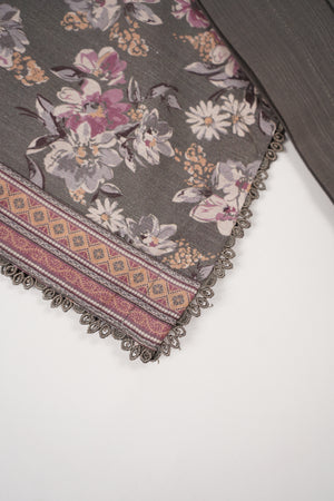Original Bin Saeed Printed Khaddar Shirt with printed shawl and plan bottom ZT-09