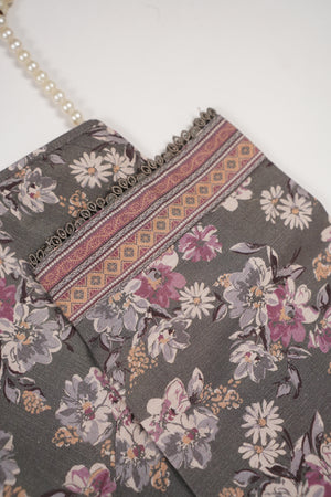 Original Bin Saeed Printed Khaddar Shirt with printed shawl and plan bottom ZT-09