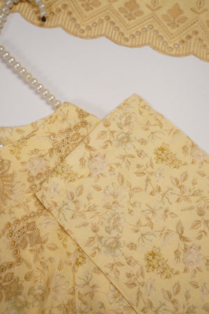 Original Kanwal by Sobia Waseem embroidered Dhanak shirt with printed scarf and plan bottom KS-01