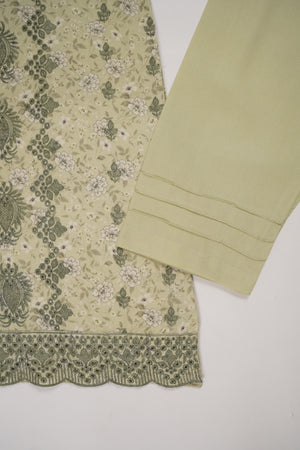 Original Kanwal by Sobia Waseem embroidered dhanak shirt with printed scarf and plan bottom KS-08