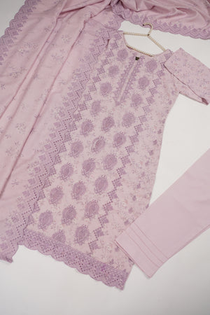 Original Kanwal by Sobia Waseem Embroidered Dhanak Shirt With Printed Scarf and Plan Bottom KS-06