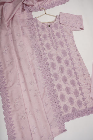 Original Kanwal by Sobia Waseem Embroidered Dhanak Shirt With Printed Scarf and Plan Bottom KS-06