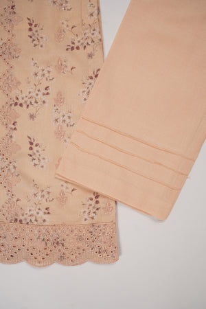 Original Kanwal by Sobia Waseem embroidered Dhanak shirt with printed scarf and plan bottom KS-04