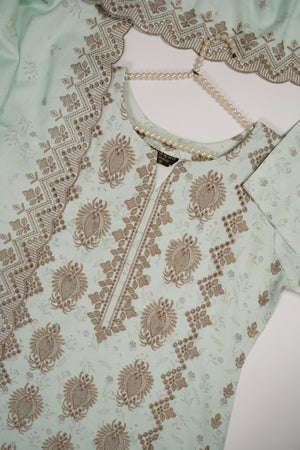 Original Kanwal by Sobia Waseem Embroidered Dhanak Shirt With Printed Scarf and Plan Bottom KS-07