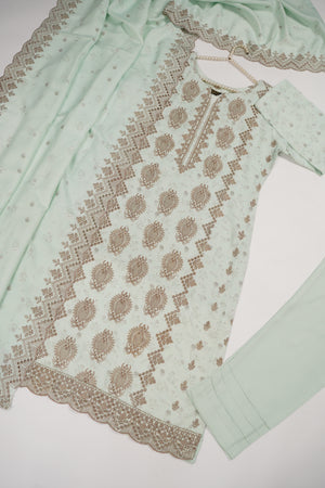 Original Kanwal by Sobia Waseem Embroidered Dhanak Shirt With Printed Scarf and Plan Bottom KS-07