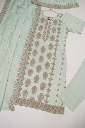 Original Kanwal by Sobia Waseem Embroidered Dhanak Shirt With Printed Scarf and Plan Bottom KS-07
