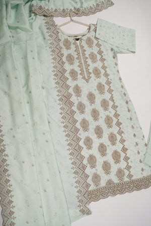 Original Kanwal by Sobia Waseem Embroidered Dhanak Shirt With Printed Scarf and Plan Bottom KS-07