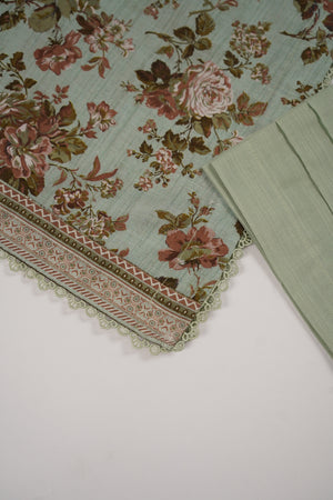 Original Bin Saeed Printed Khaddar Shirt With Printed Shawl and Plan Bottom ZT-10