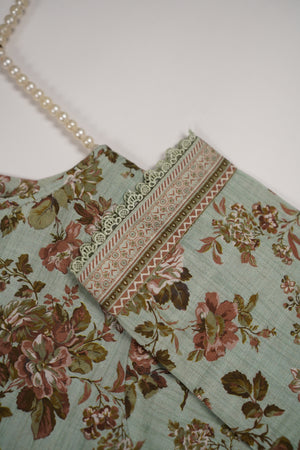 Original Bin Saeed Printed Khaddar Shirt With Printed Shawl and Plan Bottom ZT-10