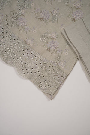 Original Kanwal by Sobia Waseem embroidered Dhanak shirt with printed scarf and plan bottom KS-03