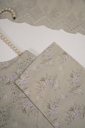 Original Kanwal by Sobia Waseem embroidered Dhanak shirt with printed scarf and plan bottom KS-03