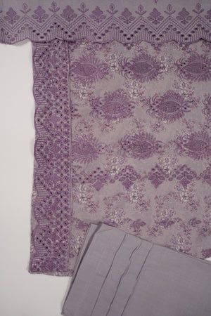 Original Kanwal by Sobia Waseem embroidered Dhanak shirt with printed scarf and plan bottom KS-02