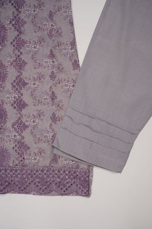 Original Kanwal by Sobia Waseem embroidered Dhanak shirt with printed scarf and plan bottom KS-02