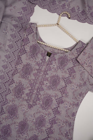 Original Kanwal by Sobia Waseem embroidered Dhanak shirt with printed scarf and plan bottom KS-02