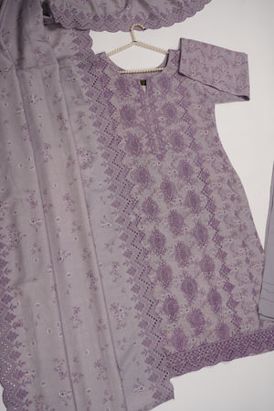 Original Kanwal by Sobia Waseem embroidered Dhanak shirt with printed scarf and plan bottom KS-02