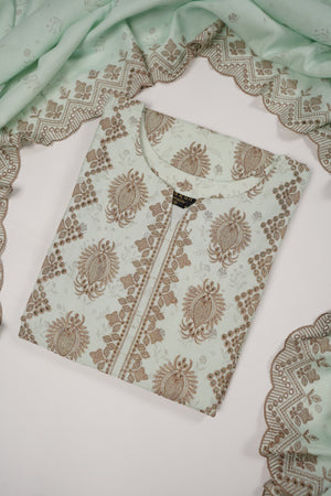 Original Kanwal by Sobia Waseem Embroidered Dhanak Shirt With Printed Scarf and Plan Bottom KS-07